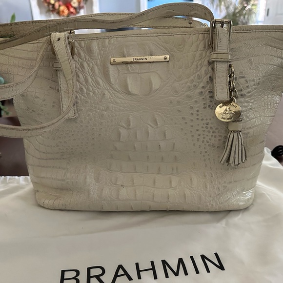 Brahmin Ivory Croc-Embossed Tote - Picture 1 of 1